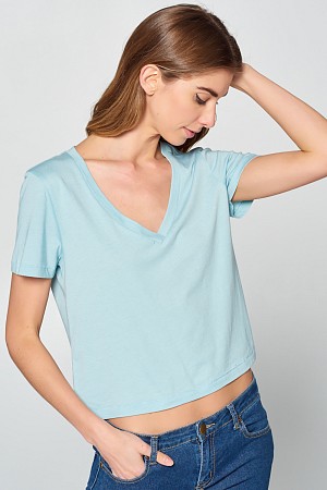 S/S Boxy V-Neck Top